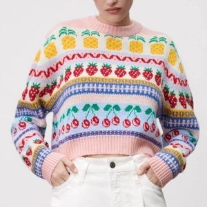 Zara strawberry pineapple fruit sweater 🍓🍍